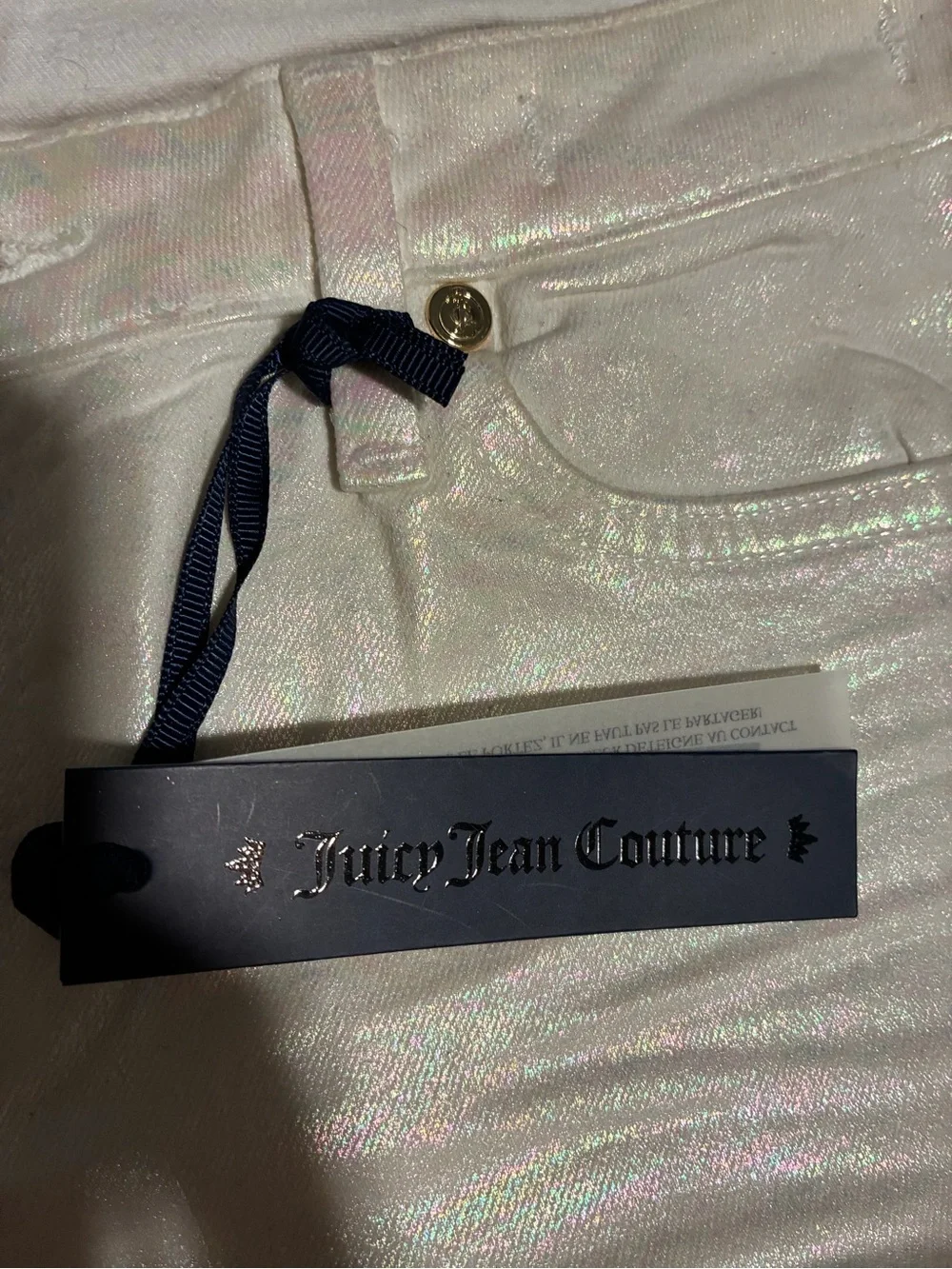 Juicy Jean Couture Jeans Shimmery Cream Skinny Jeans